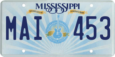 MS license plate MAI453