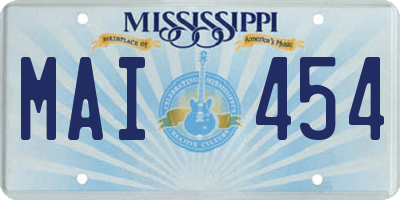 MS license plate MAI454