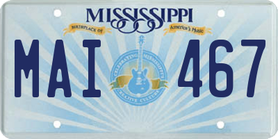 MS license plate MAI467