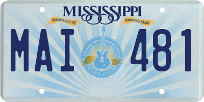 MS license plate MAI481
