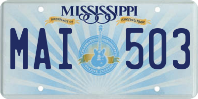 MS license plate MAI503