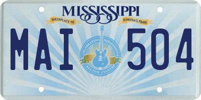 MS license plate MAI504