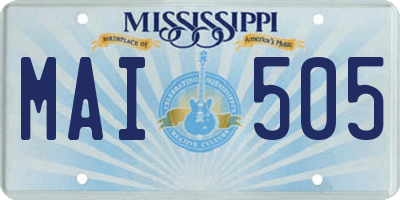 MS license plate MAI505