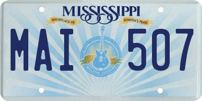 MS license plate MAI507