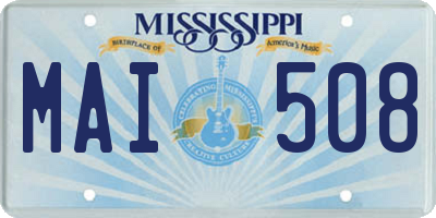 MS license plate MAI508
