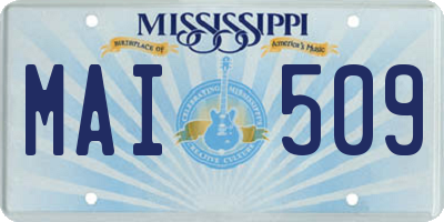 MS license plate MAI509