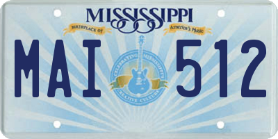 MS license plate MAI512