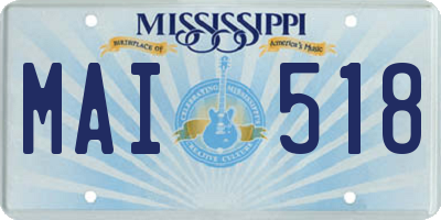 MS license plate MAI518