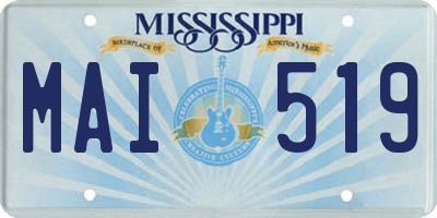 MS license plate MAI519