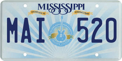 MS license plate MAI520