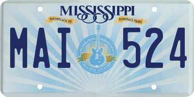 MS license plate MAI524