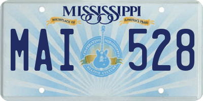 MS license plate MAI528