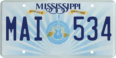 MS license plate MAI534