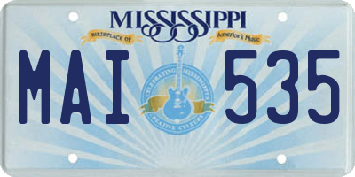 MS license plate MAI535