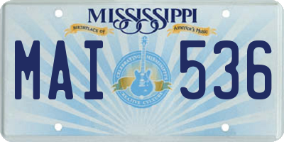 MS license plate MAI536
