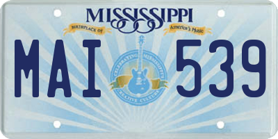MS license plate MAI539