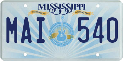 MS license plate MAI540