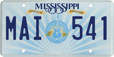 MS license plate MAI541
