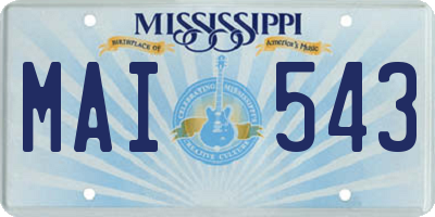 MS license plate MAI543