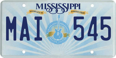 MS license plate MAI545