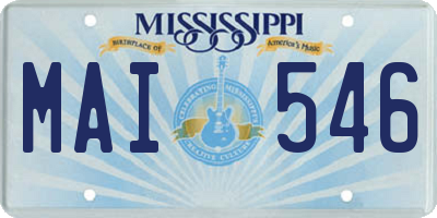 MS license plate MAI546
