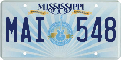 MS license plate MAI548