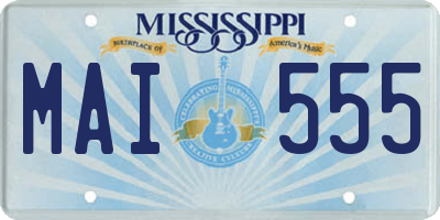 MS license plate MAI555