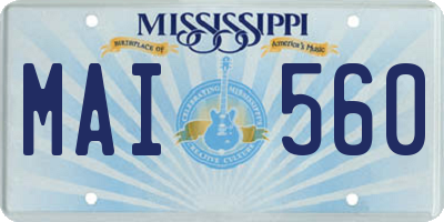MS license plate MAI560
