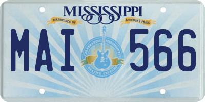 MS license plate MAI566
