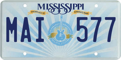 MS license plate MAI577