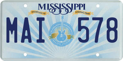 MS license plate MAI578