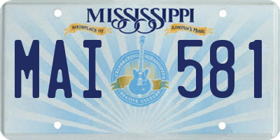 MS license plate MAI581