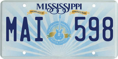 MS license plate MAI598