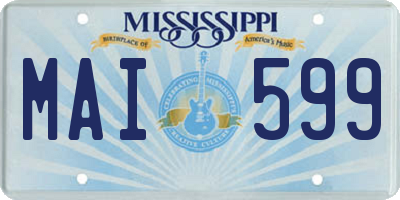 MS license plate MAI599