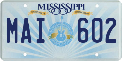 MS license plate MAI602