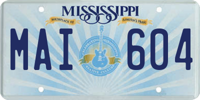 MS license plate MAI604