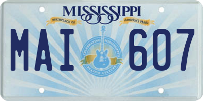 MS license plate MAI607