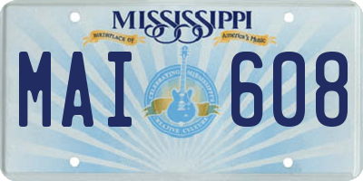 MS license plate MAI608
