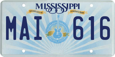 MS license plate MAI616