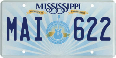 MS license plate MAI622