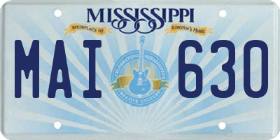 MS license plate MAI630