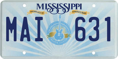 MS license plate MAI631
