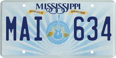 MS license plate MAI634