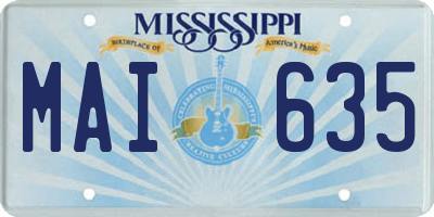 MS license plate MAI635