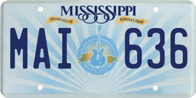 MS license plate MAI636