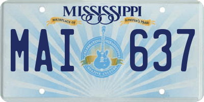 MS license plate MAI637