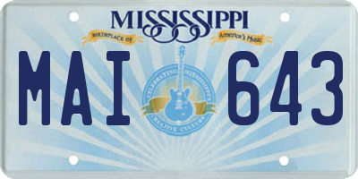 MS license plate MAI643