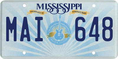 MS license plate MAI648