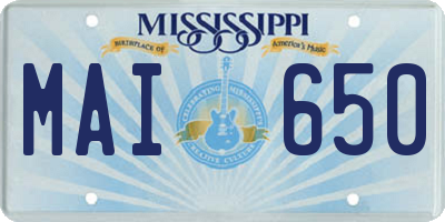 MS license plate MAI650