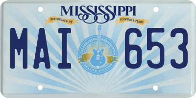 MS license plate MAI653